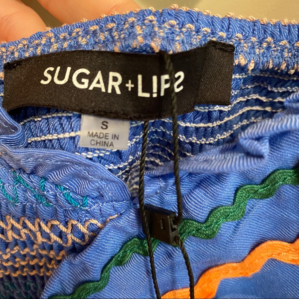 Blue/Colorful Pattern Ruffle Tank Top NWT - Picture 4 of 4